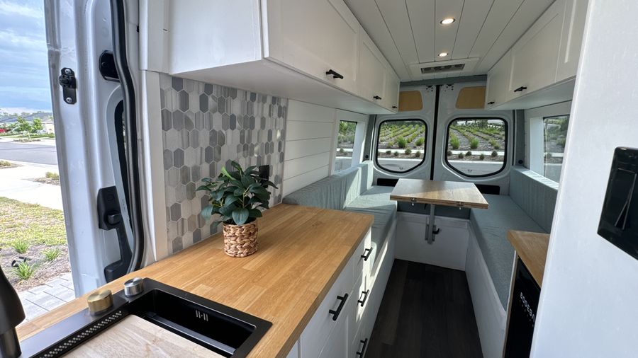 Van kitchen and counter detail