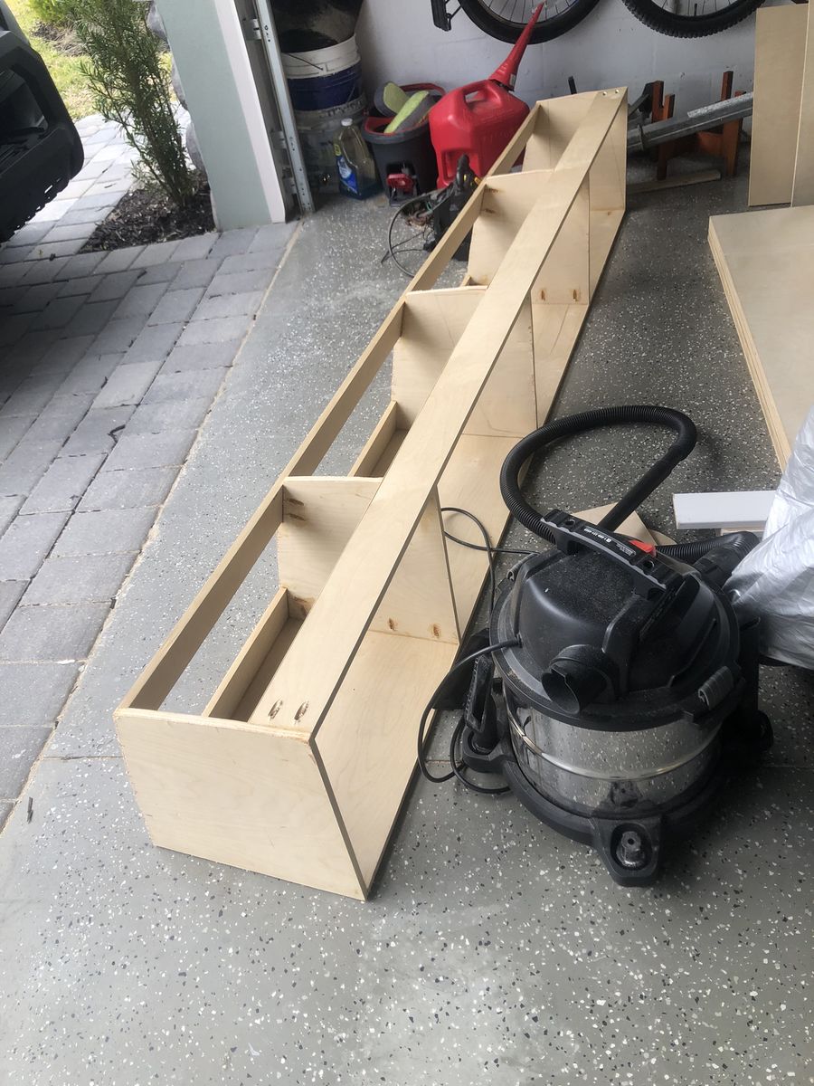 Van build — overhead storage framing