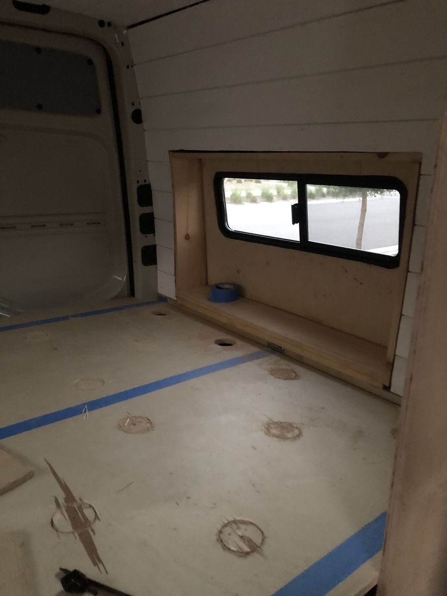 Van build — mid-construction interior